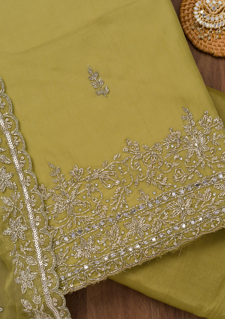 Mehendi Stonework Tissue Unstitched Salwar Suit