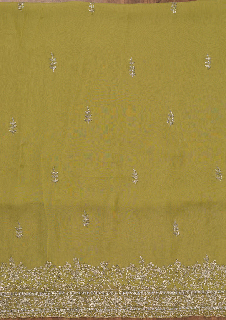 Mehendi Stonework Tissue Unstitched Salwar Suit