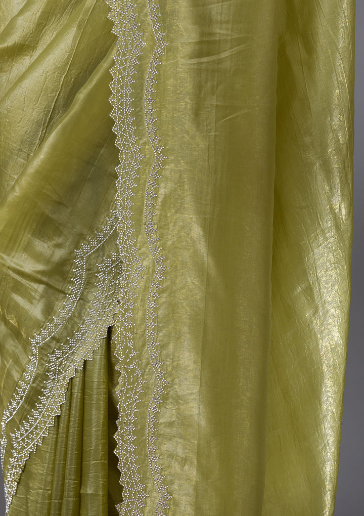 Mehendi Stonework Tissue Saree