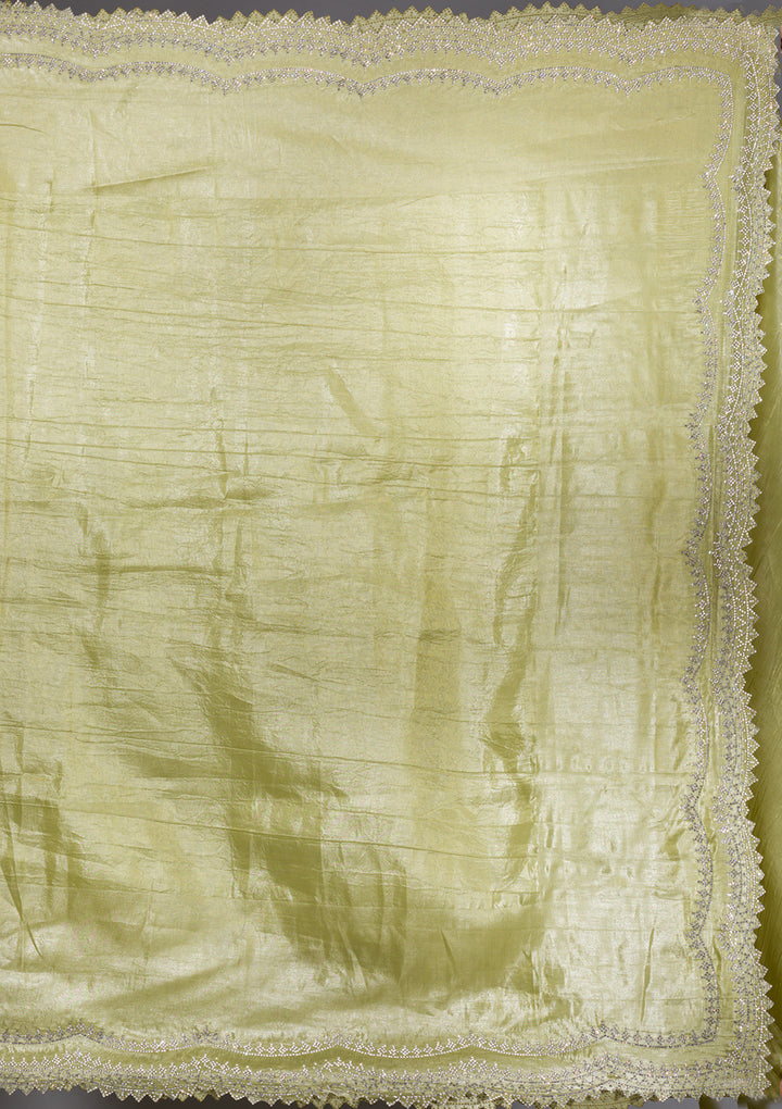 Mehendi Stonework Tissue Saree