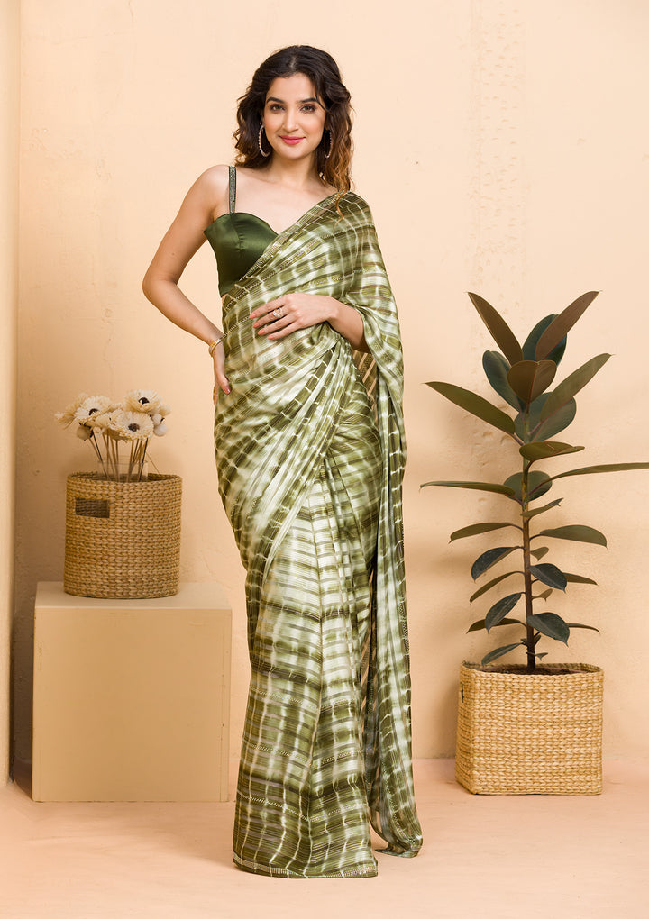 Mehendi Swarovski Georgette Designer Saree