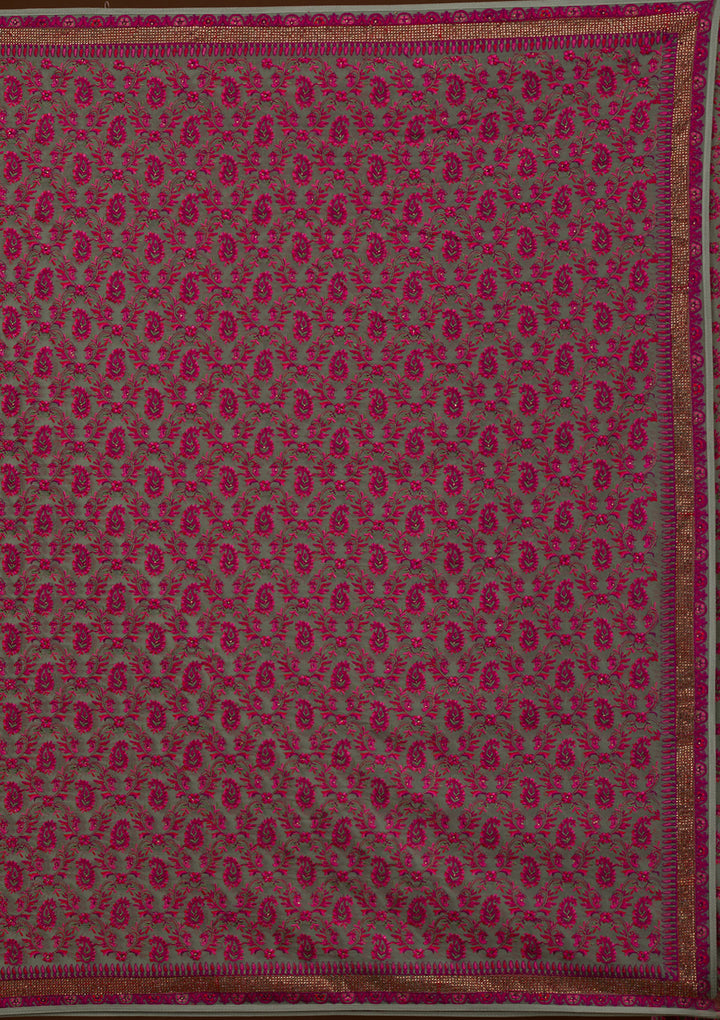 Mehendi Threadwork Georgette Saree