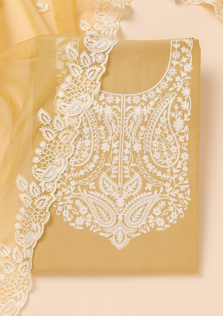 Mehendi Threadwork Semi Crepe Unstitched Salwar Suit