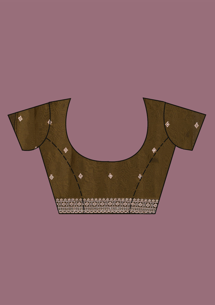 Mehendi Threadwork Tissue Saree