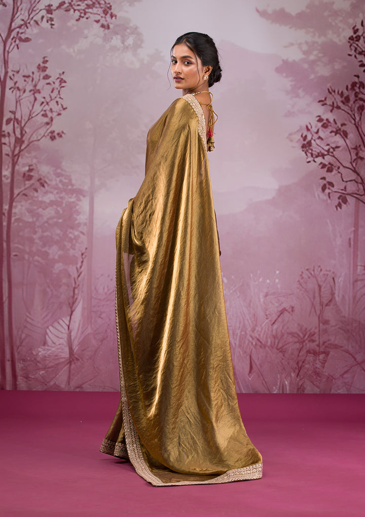 Mehendi Threadwork Tissue Saree