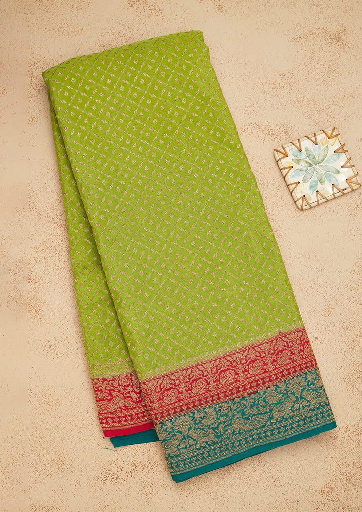 Mehendi Zariwork Art Silk Saree