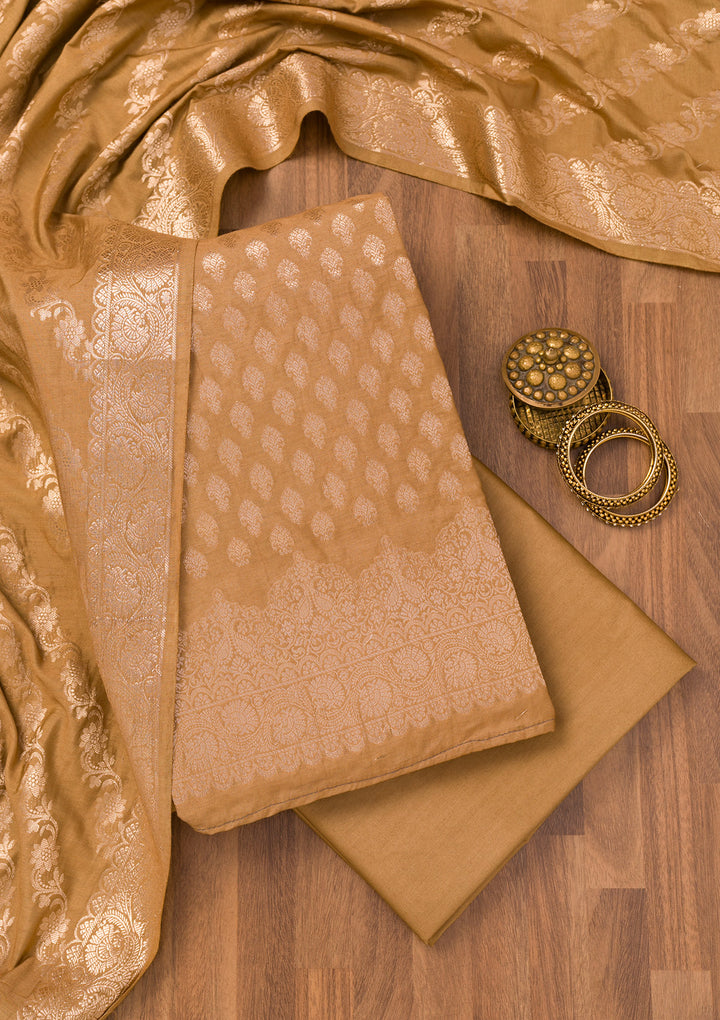 Mehendi Zariwork Banarasi Unstitched Salwar Suit