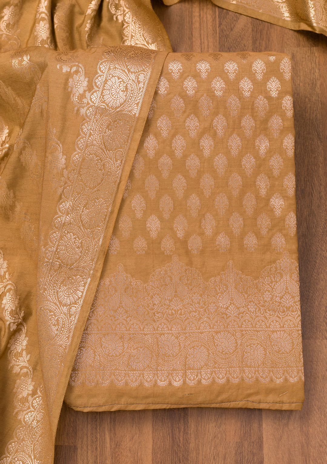 Mehendi Zariwork Banarasi Unstitched Salwar Suit