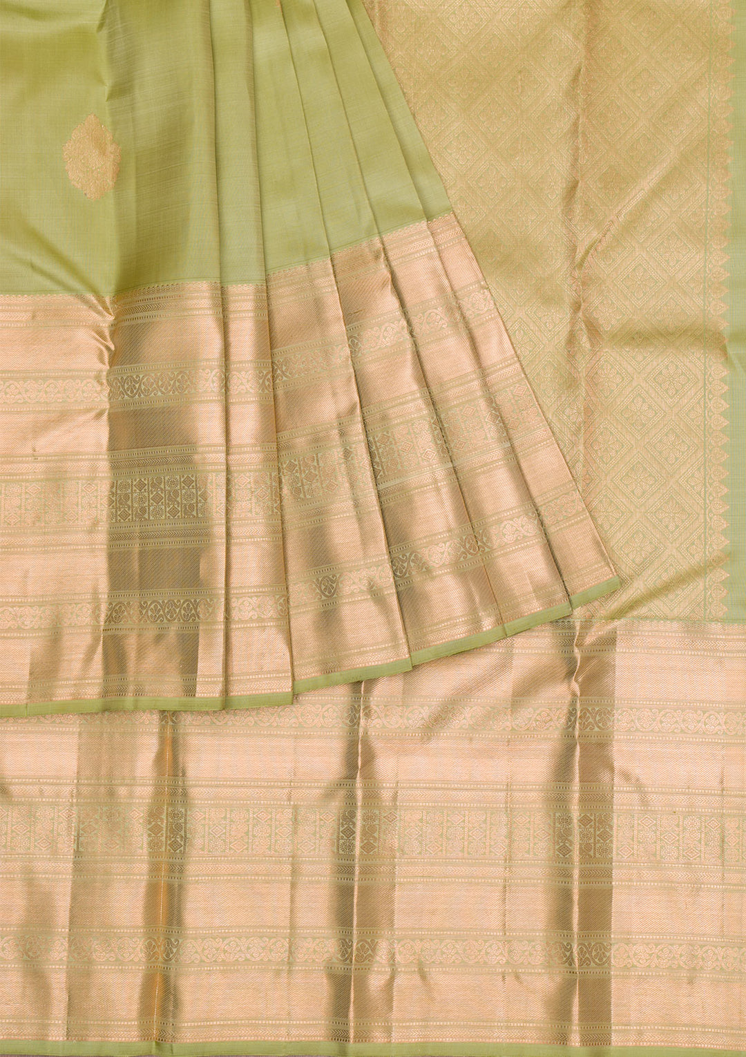 Mehendi Gold Zariwork Pure Silk Saree