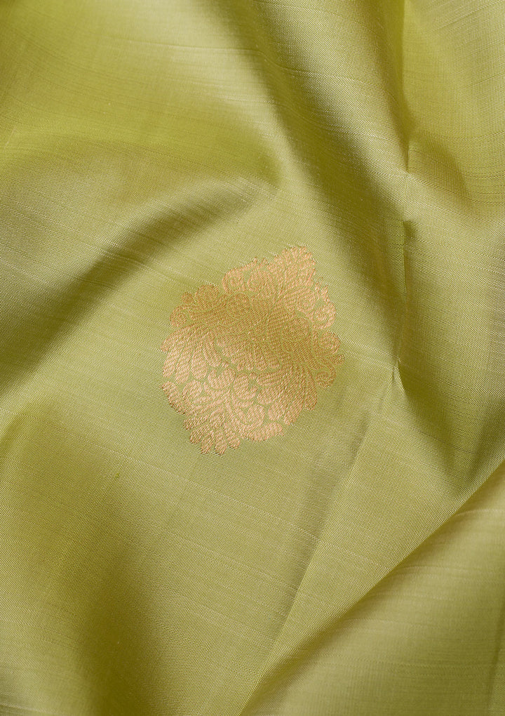 Mehendi Gold Zariwork Pure Silk Saree