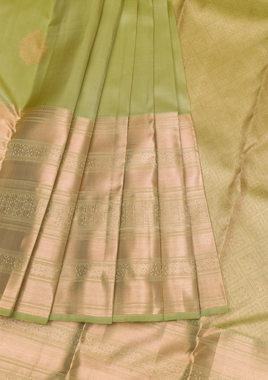 Mehendi Gold Zariwork Pure Silk Saree