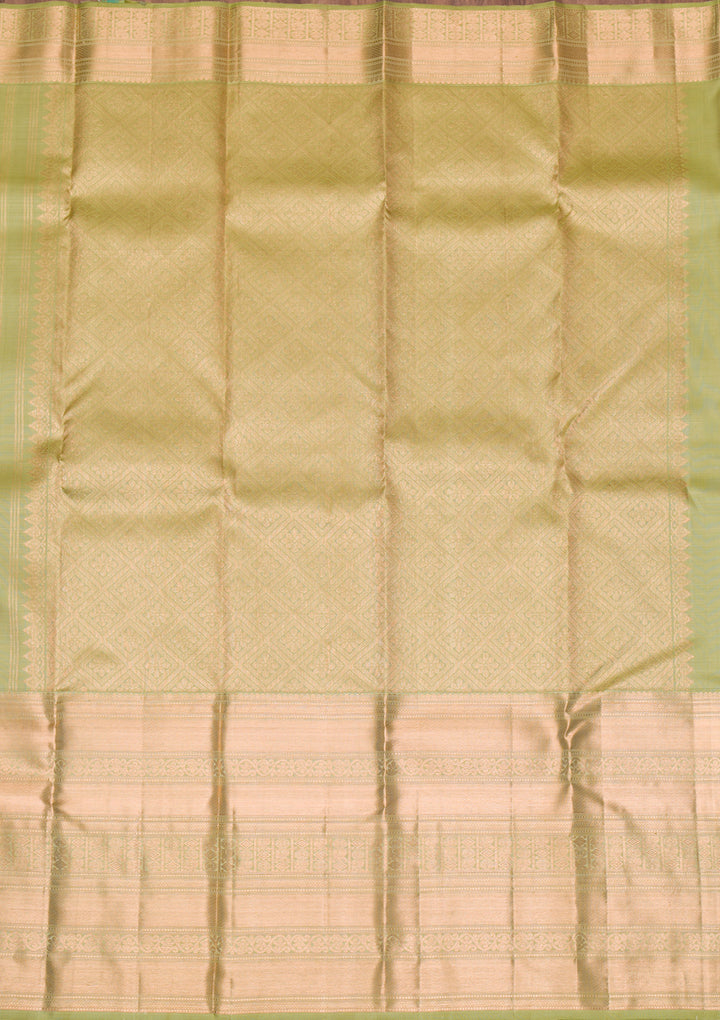 Mehendi Gold Zariwork Pure Silk Saree