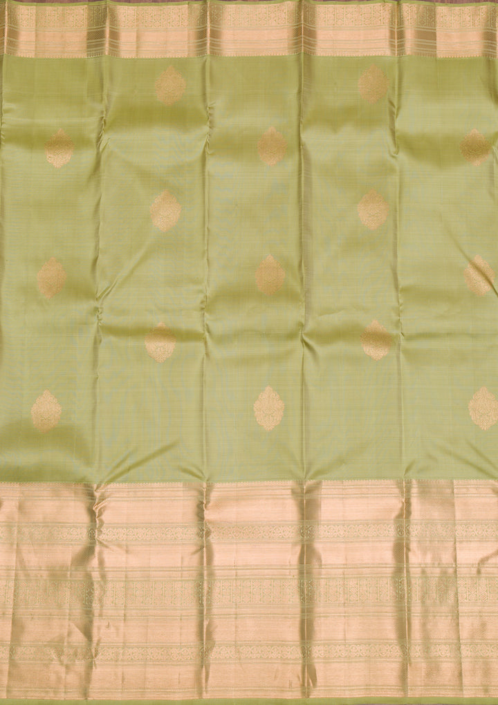 Mehendi Gold Zariwork Pure Silk Saree