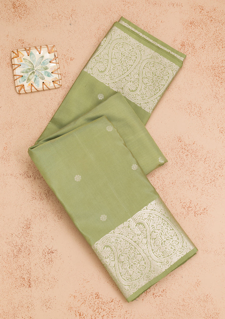 Mehendi Zariwork Pure Silk Saree