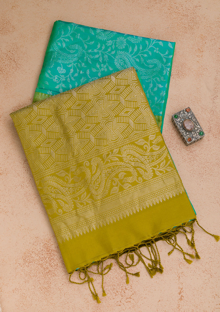 Mehendi Zariwork Pure Silk Saree