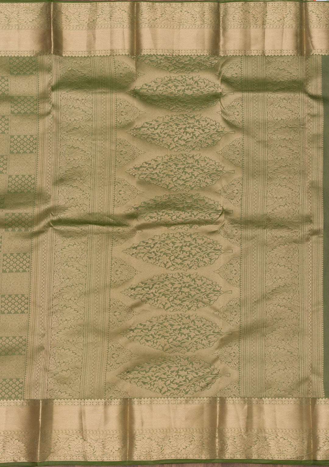 Mehendi Zariwork Kanjivaram Pure Silk Saree