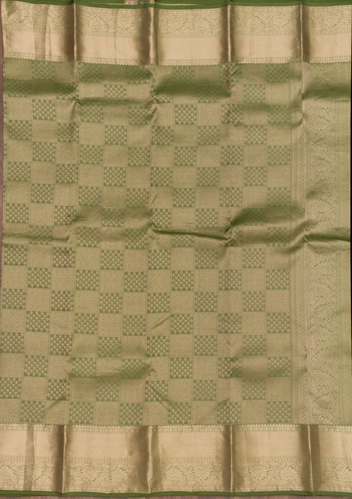Mehendi Zariwork Kanjivaram Pure Silk Saree
