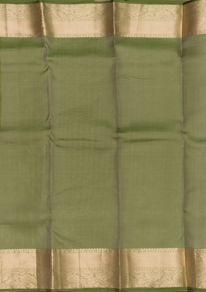 Mehendi Zariwork Kanjivaram Pure Silk Saree