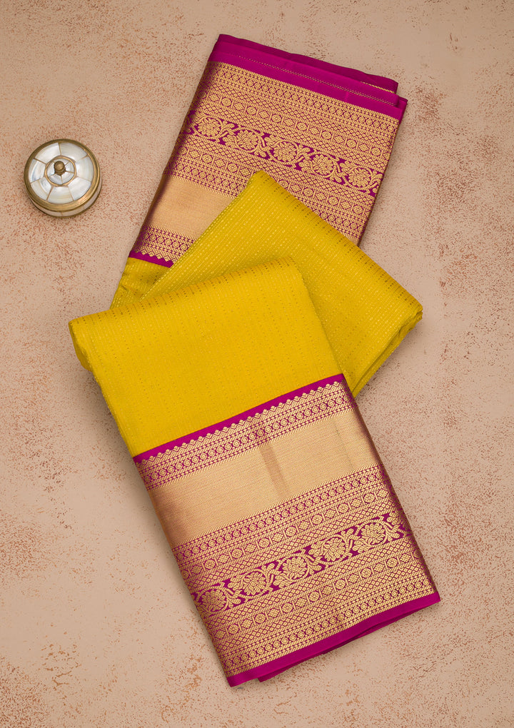 Mehendi Zariwork Kanjivaram Pure Silk Saree