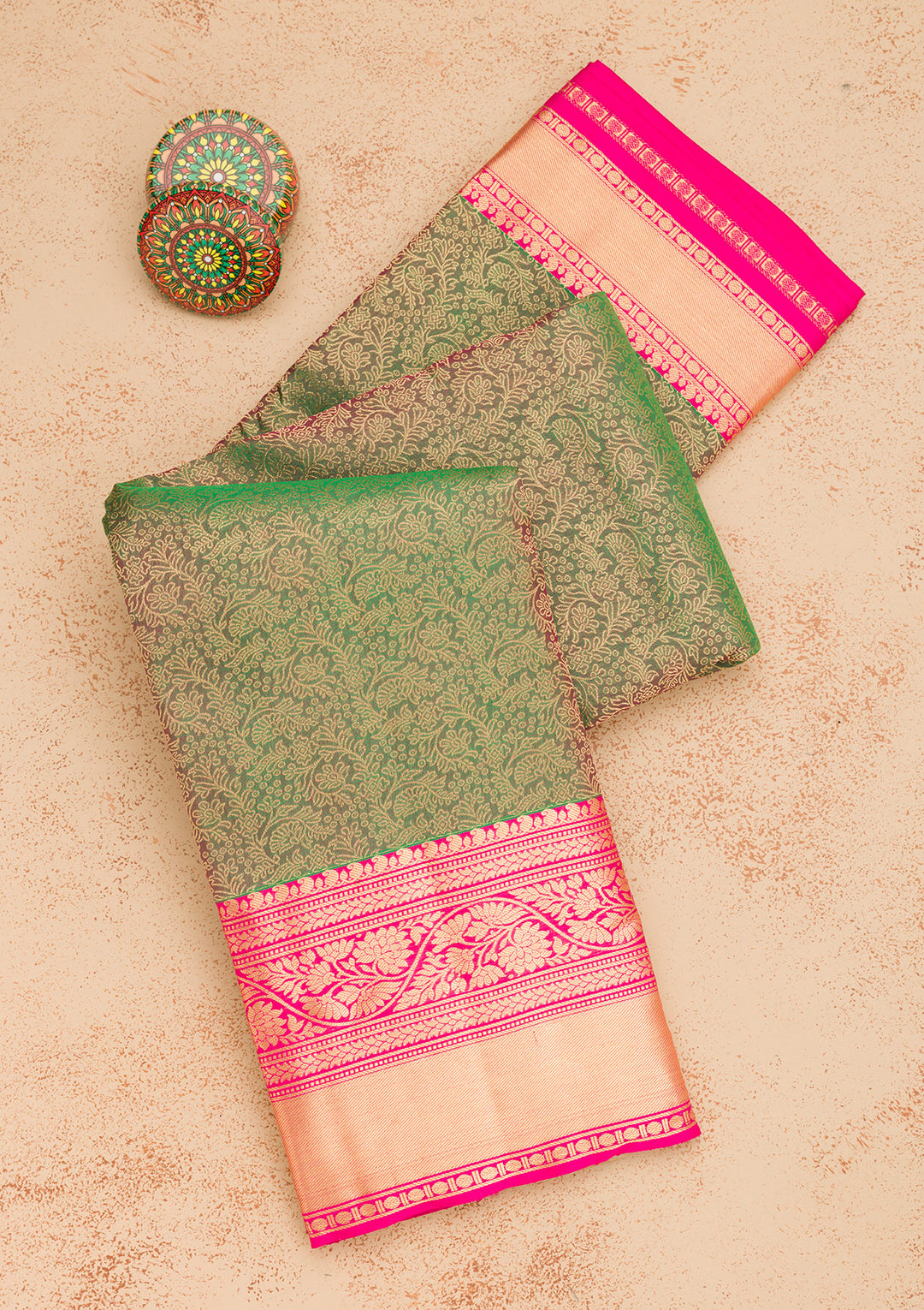 Mehendi Zariwork Pure Silk Saree
