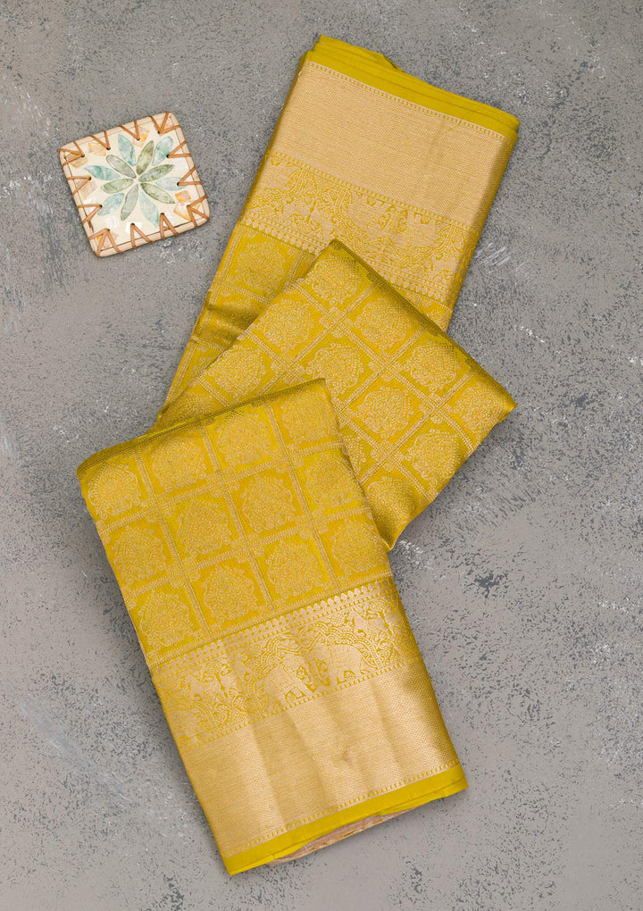 Mehendi Zariwork Pure Silk Saree