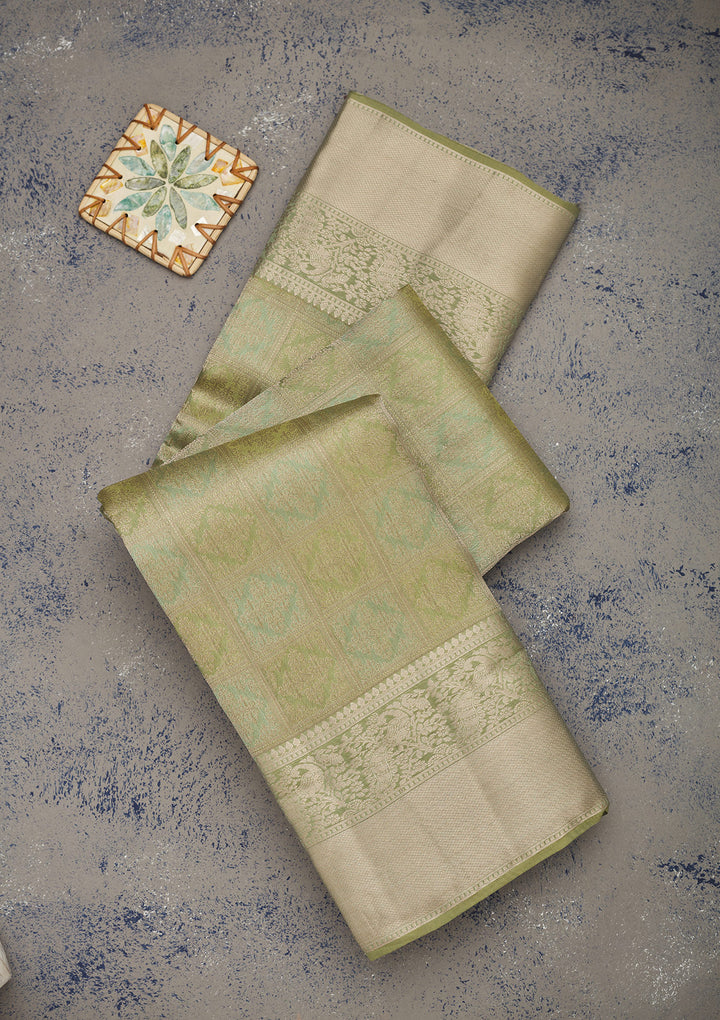 Mehendi Zariwork Pure Silk Saree