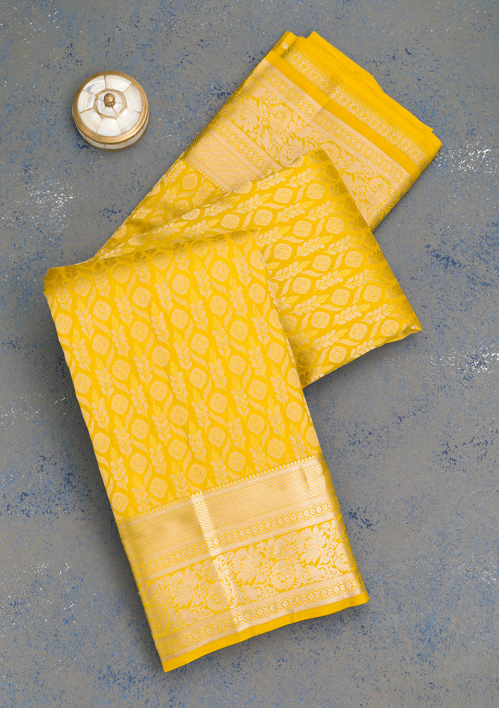 Mehendi Zariwork Kanjivaram Pure Silk Saree