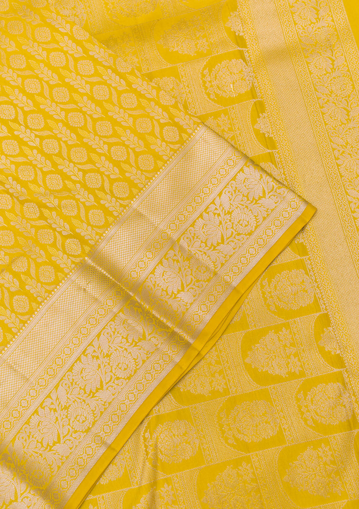 Mehendi Zariwork Kanjivaram Pure Silk Saree