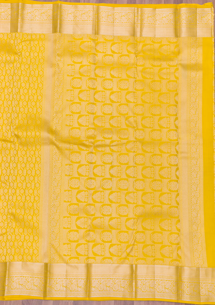 Mehendi Zariwork Kanjivaram Pure Silk Saree