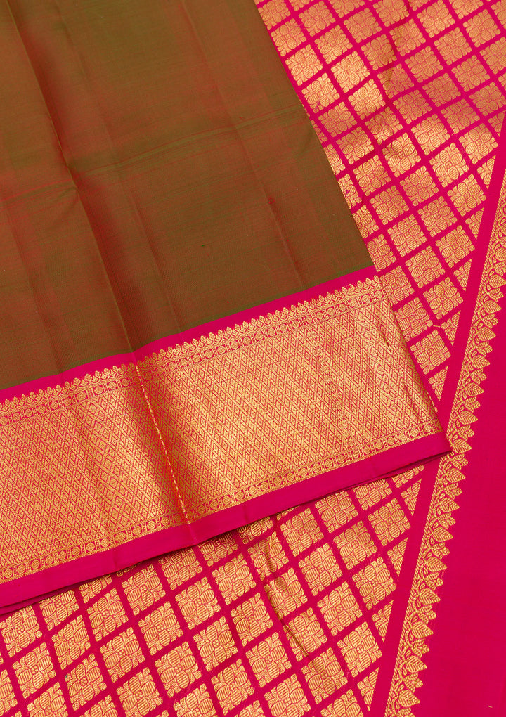 Mehendi Zariwork Pure Silk Saree