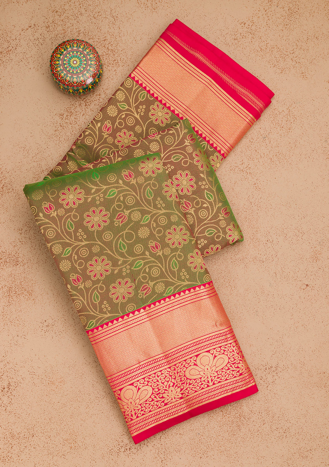 Mehendi Zariwork Pure Silk Saree
