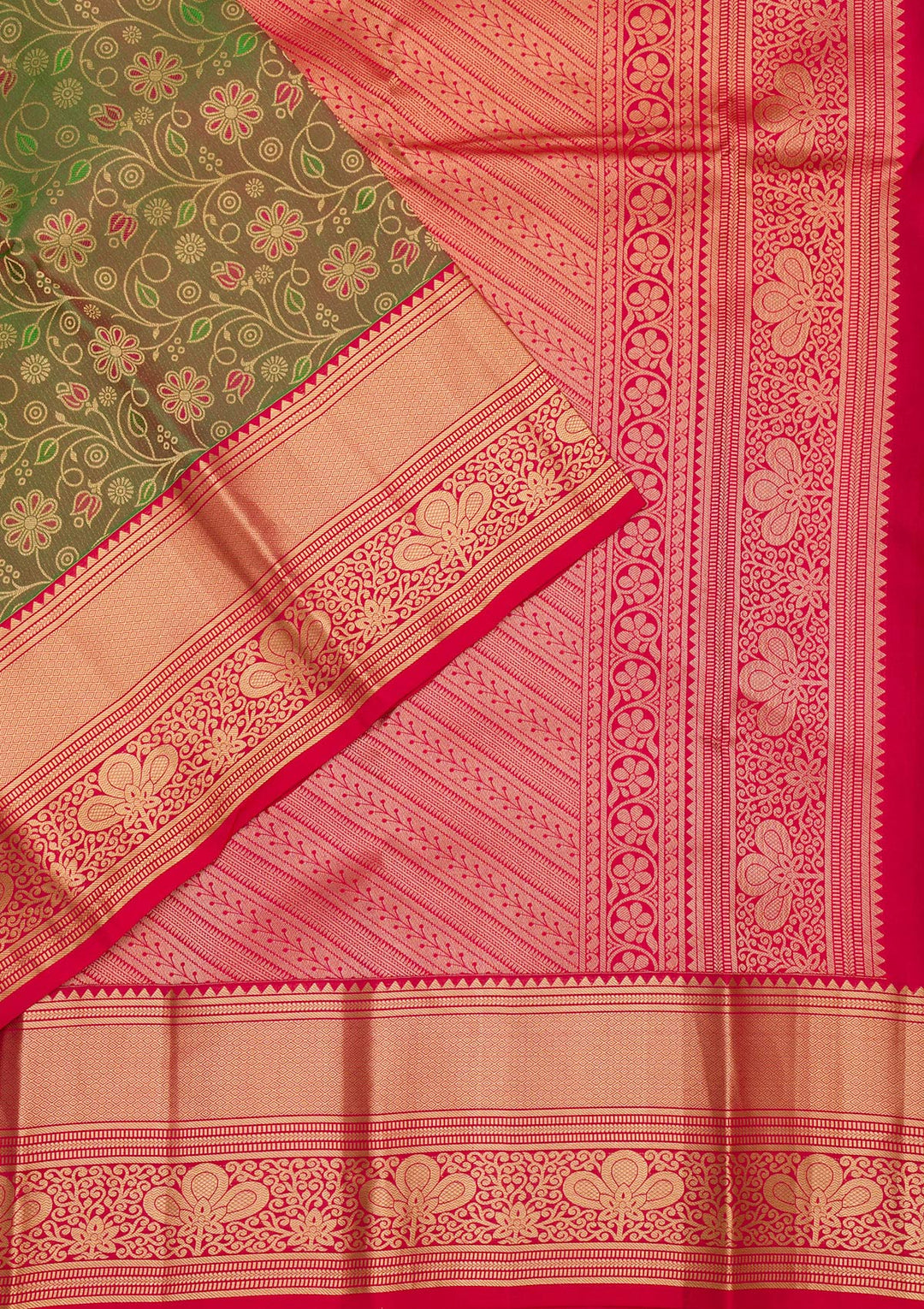 Mehendi Zariwork Pure Silk Saree