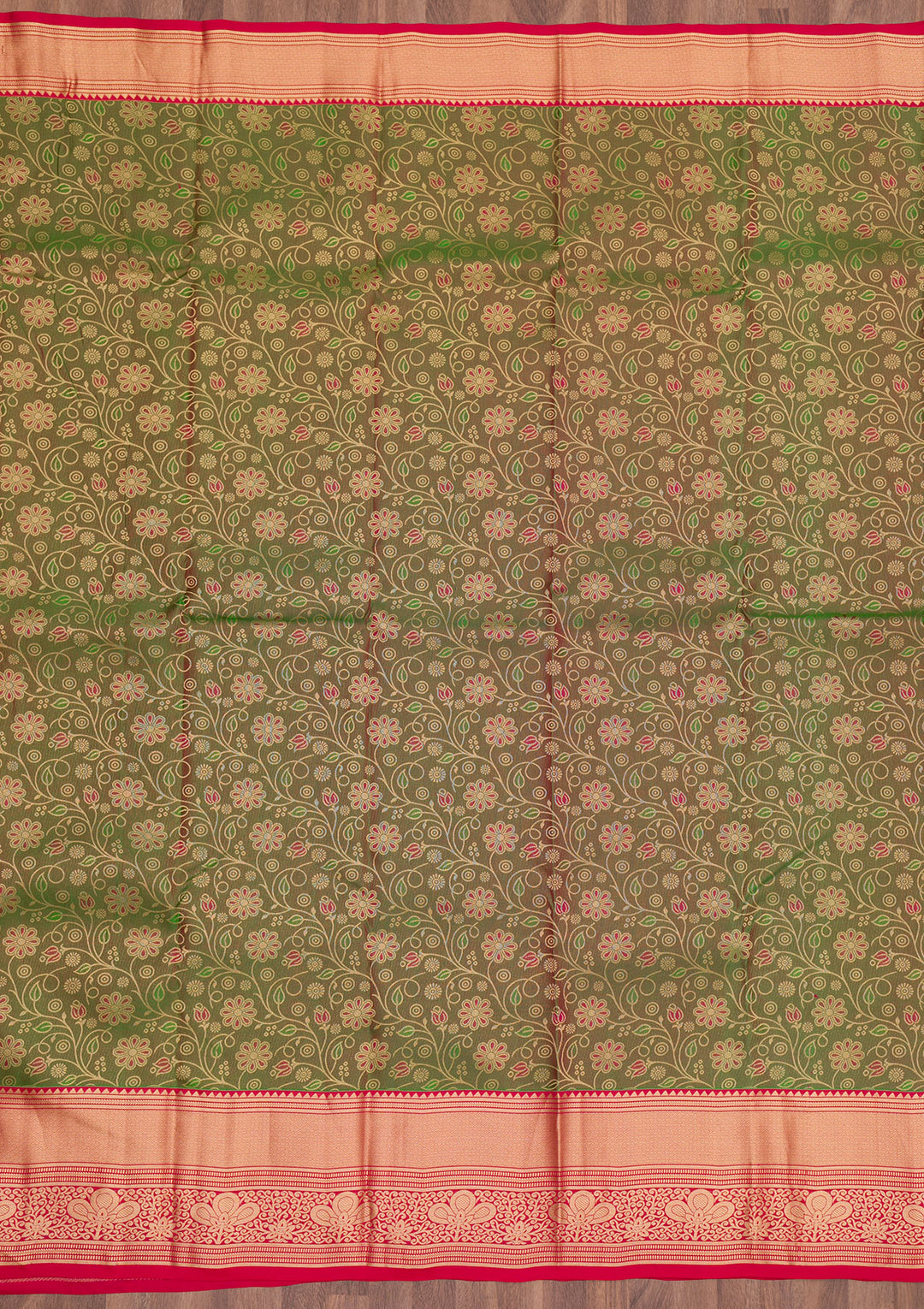 Mehendi Zariwork Pure Silk Saree