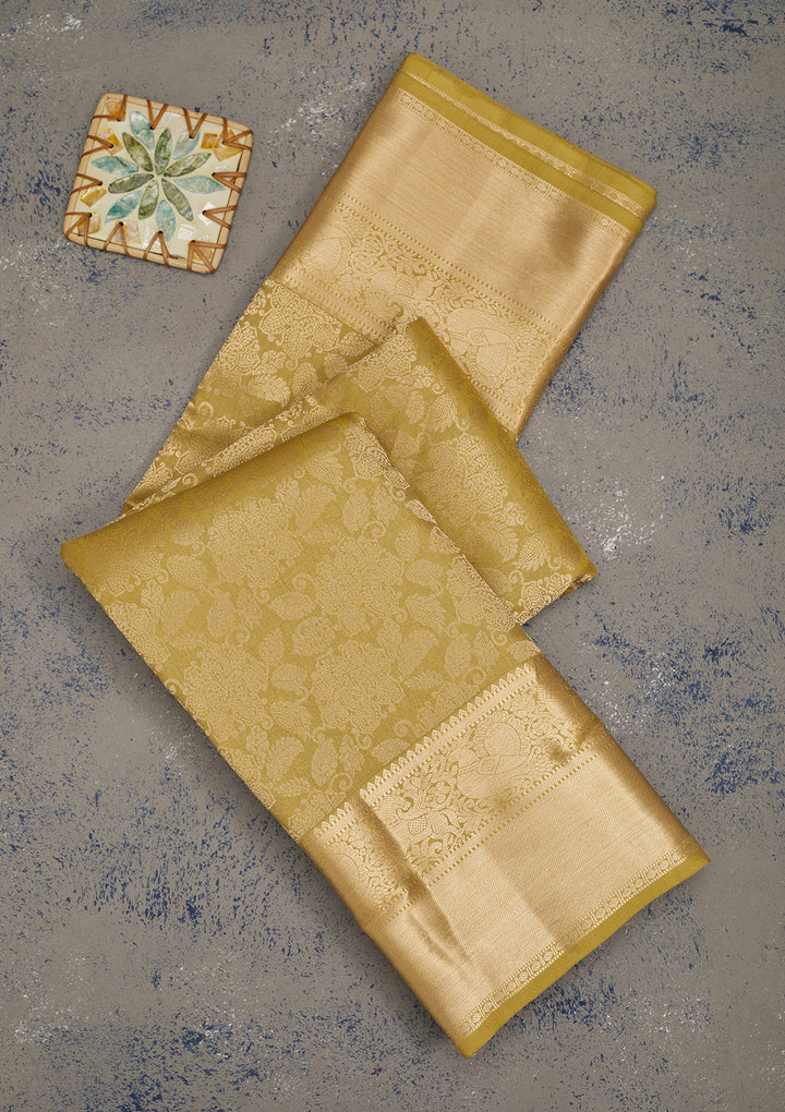 Mehendi Zariwork Pure Silk Saree