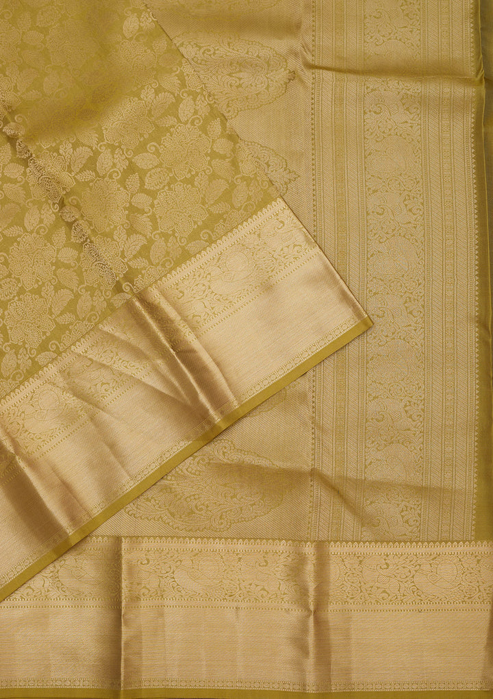 Mehendi Zariwork Pure Silk Saree