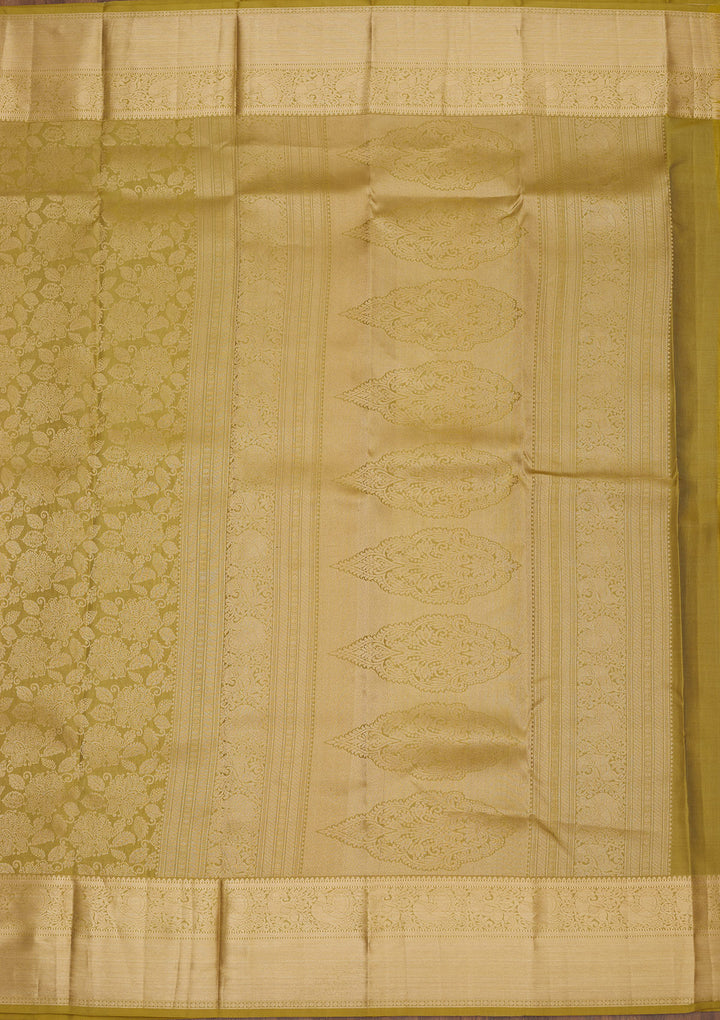 Mehendi Zariwork Pure Silk Saree