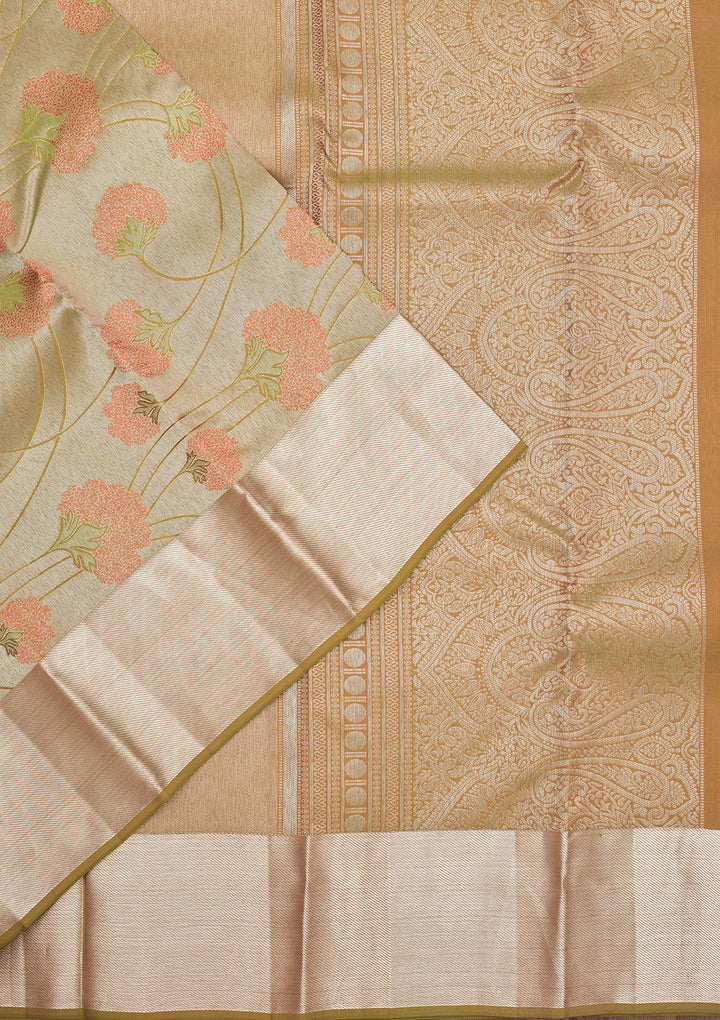 Mehendi Zariwork Pure Silk Saree