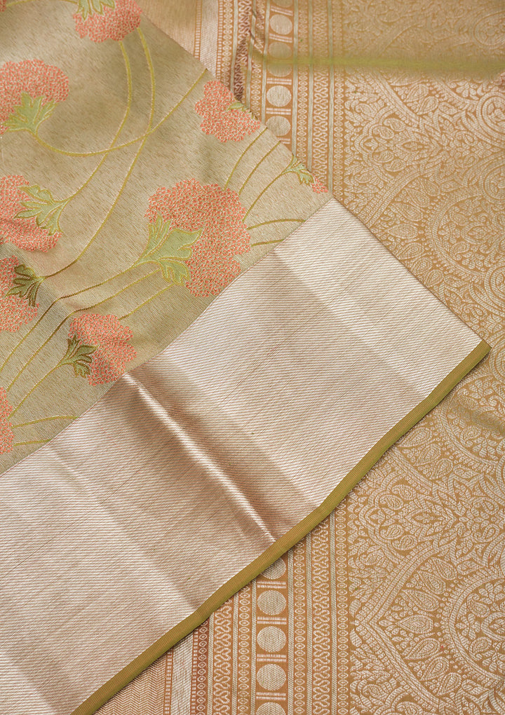 Mehendi Zariwork Pure Silk Saree
