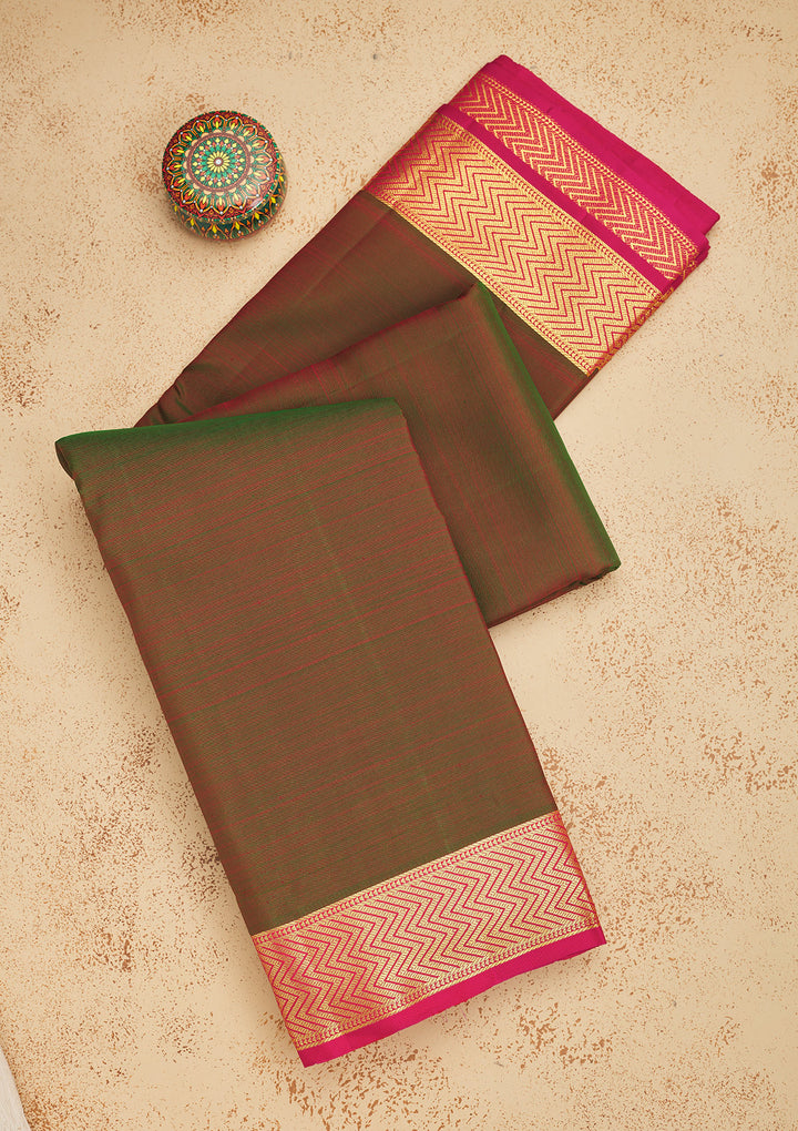 Mehendi Zariwork Pure Silk Saree