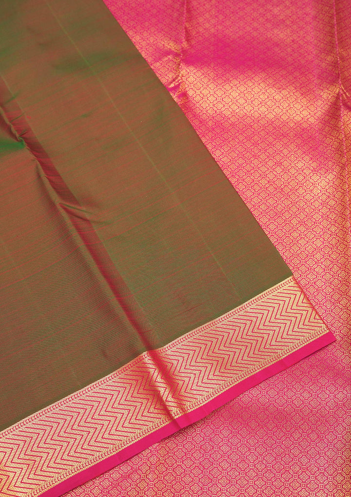 Mehendi Zariwork Pure Silk Saree