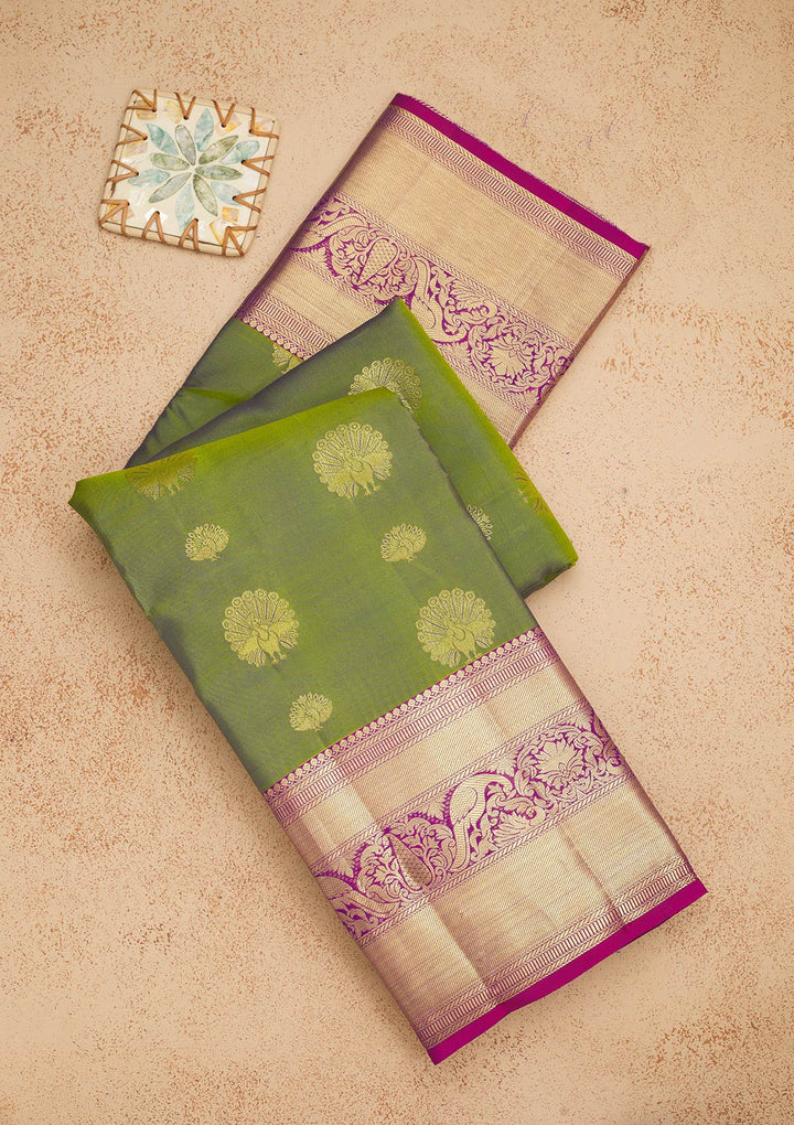 Mehendi Zariwork Pure Silk Saree