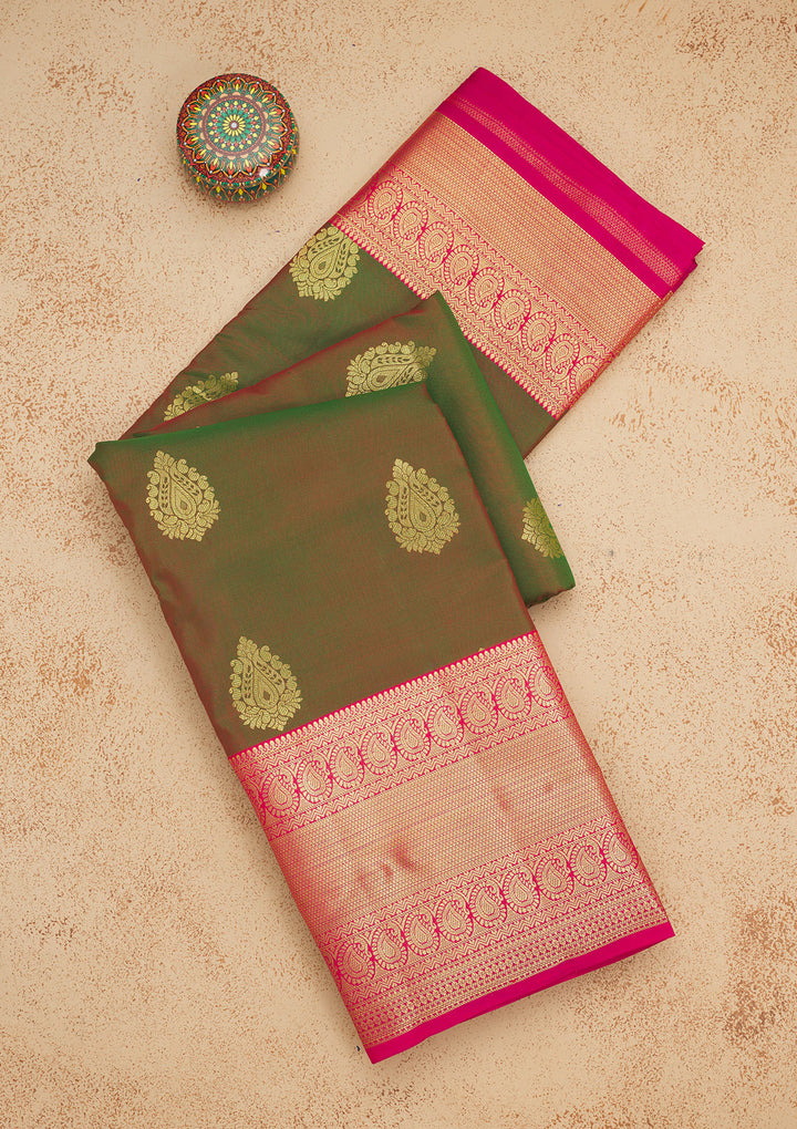 Mehendi Zariwork Pure Silk Saree