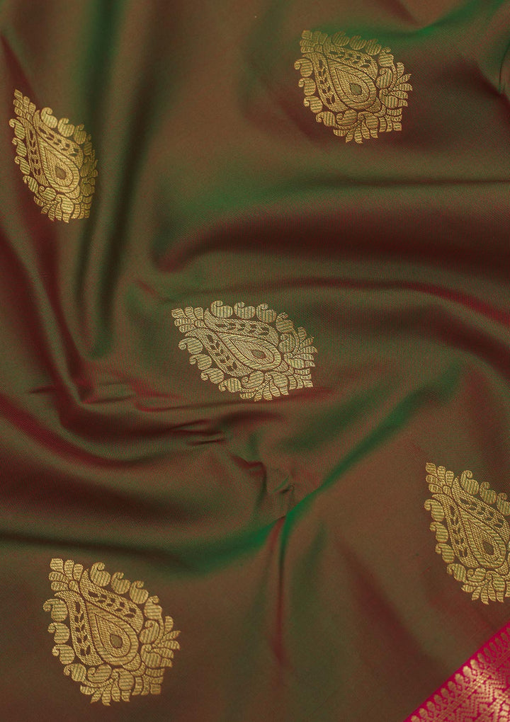 Mehendi Zariwork Pure Silk Saree