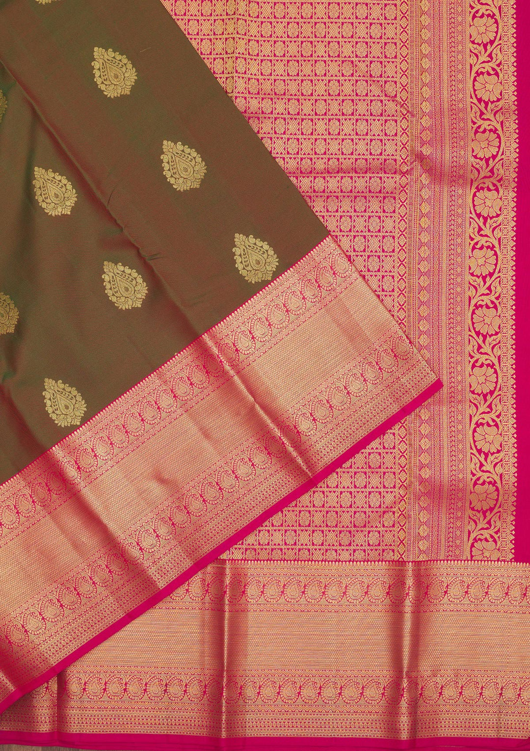 Mehendi Zariwork Pure Silk Saree