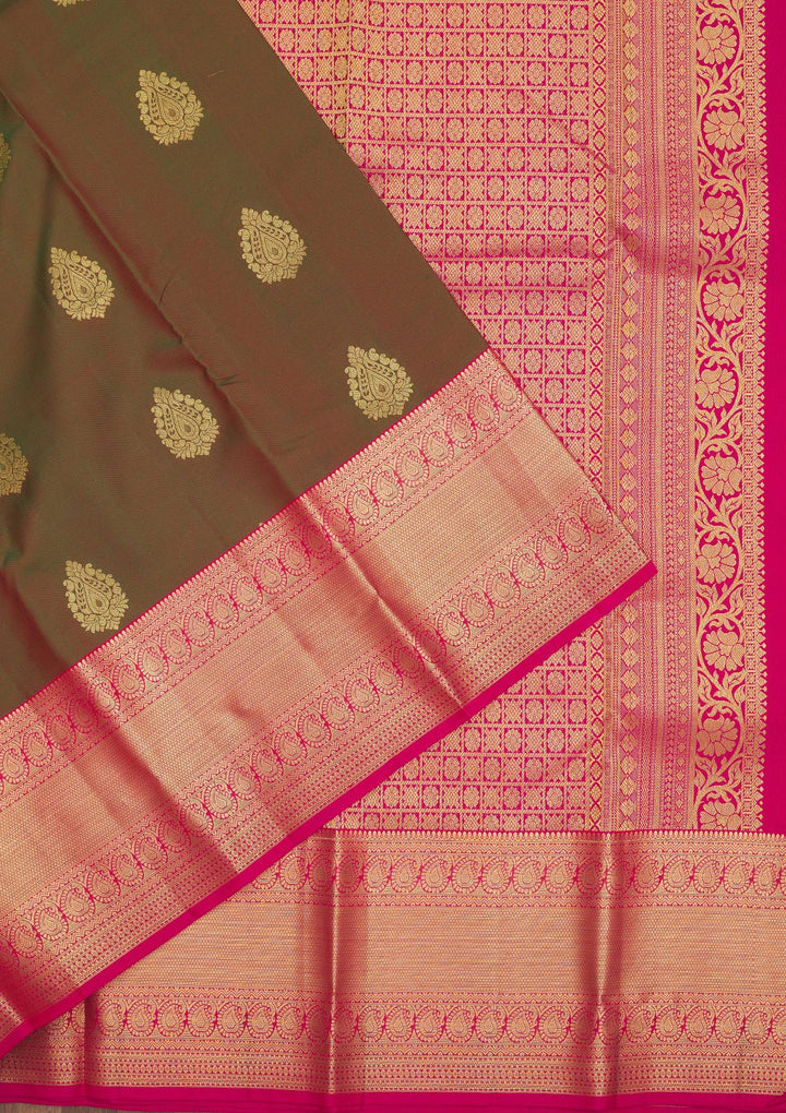 Mehendi Zariwork Pure Silk Saree