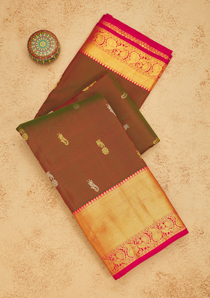 Mehendi Zariwork Pure Silk Saree