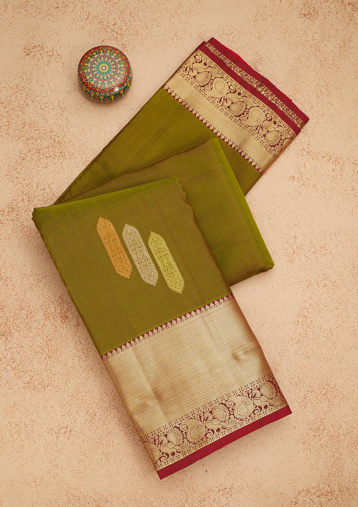 Mehendi Zariwork Pure Silk Saree
