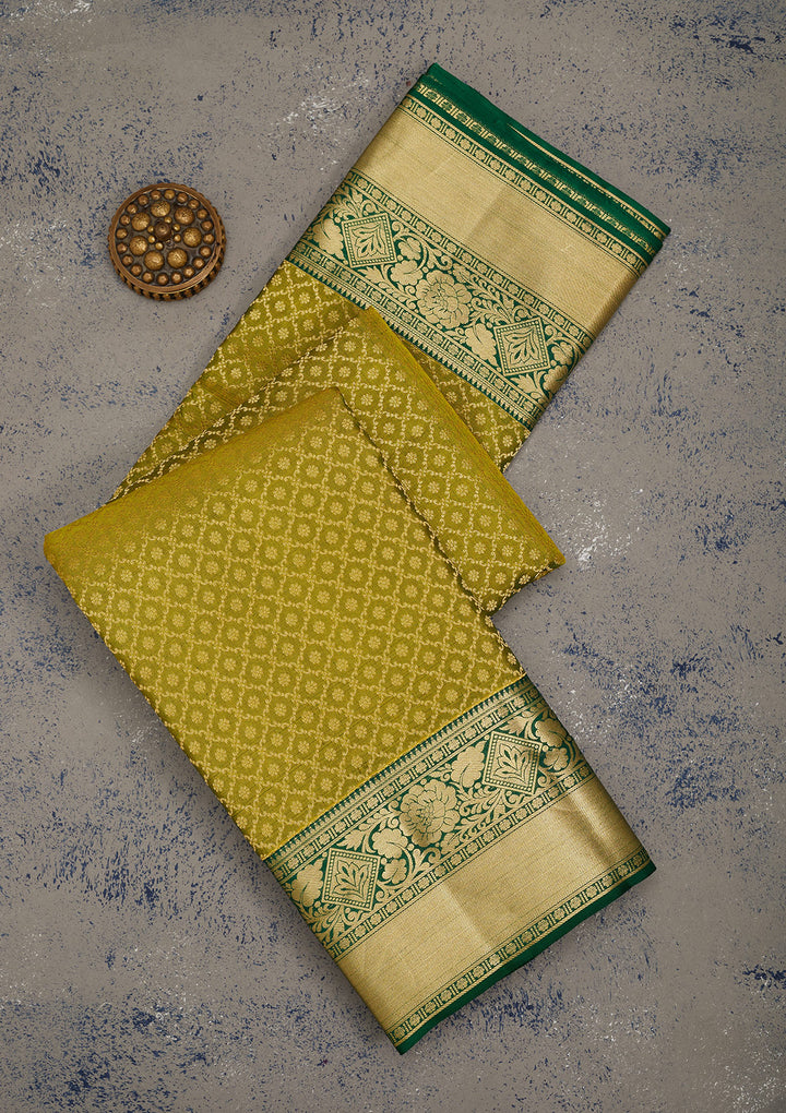 Mehendi Zariwork Pure Silk Saree