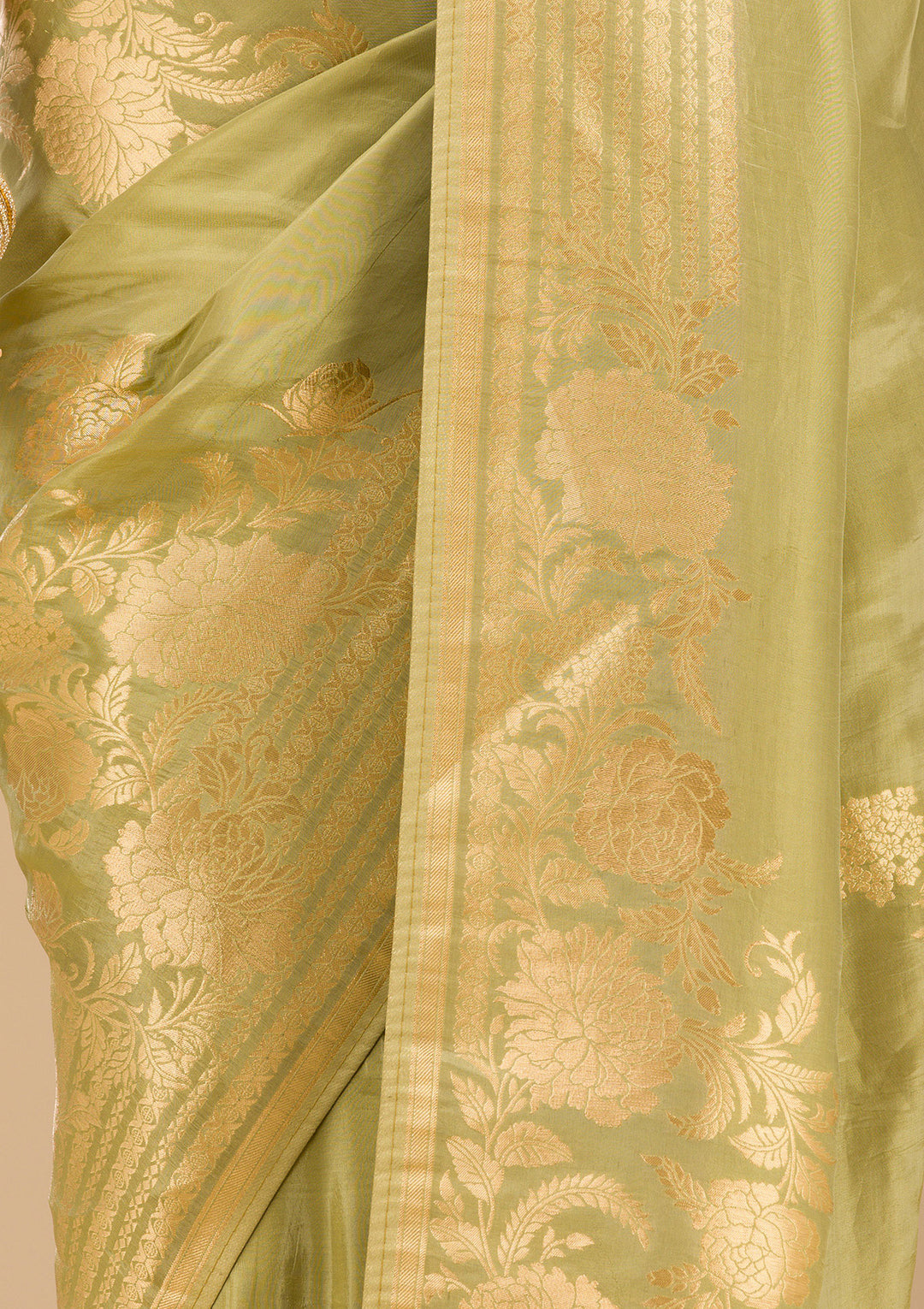 Mehendi Zariwork Raw Silk Saree