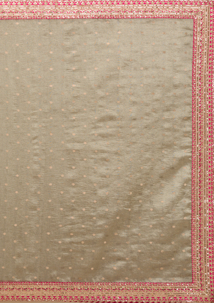 Mehendi Zariwork Tissue Saree